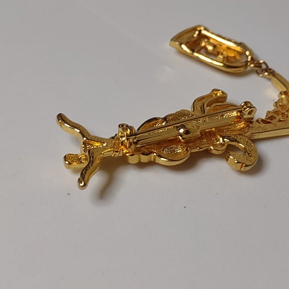 Cute Gold Tone Cat And Bird Cage Brooch - Picture 7 of 10
